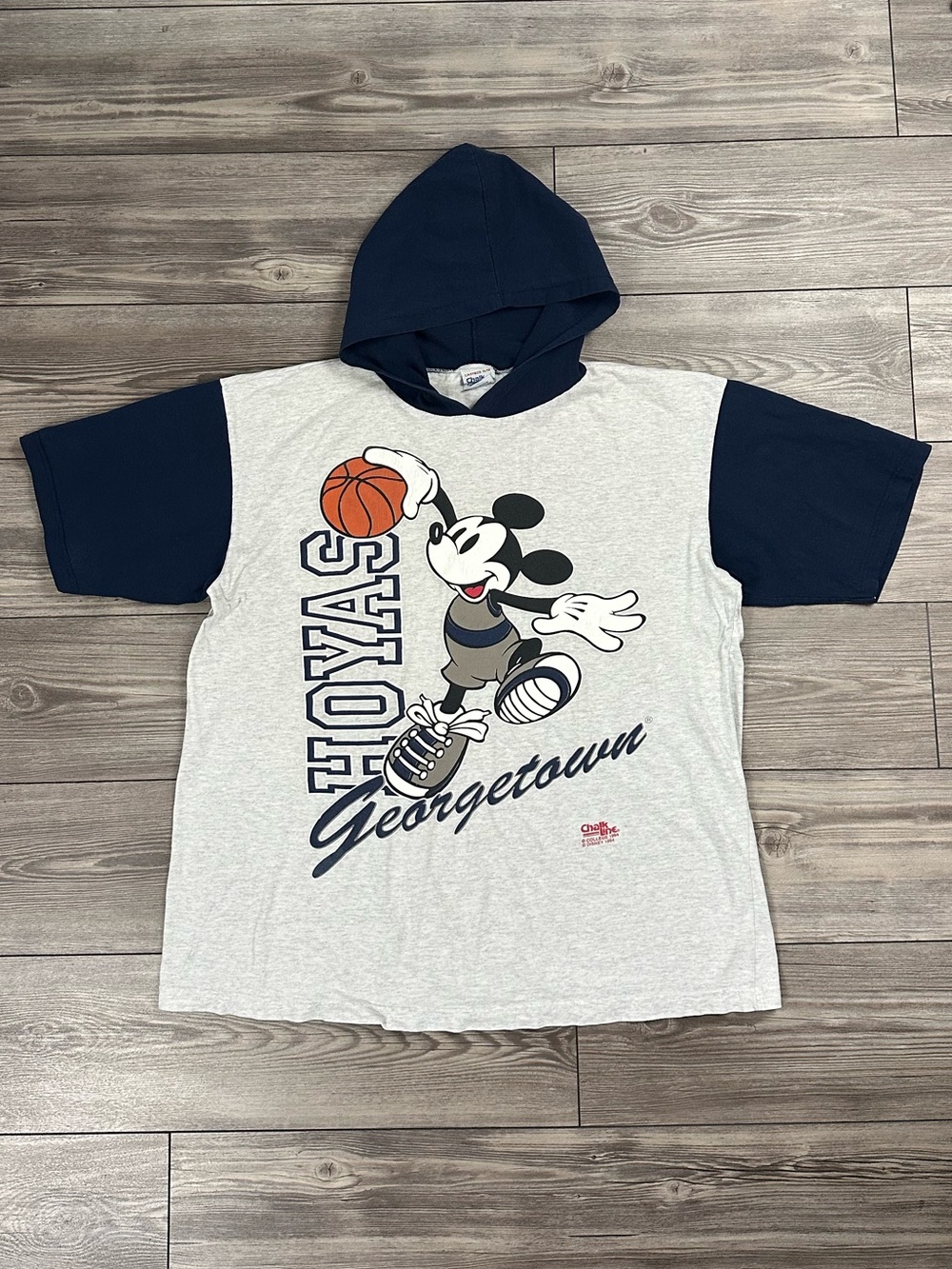Vintage 90’s Georgetown Hoyas Mickey Mouse Hooded T Shirt